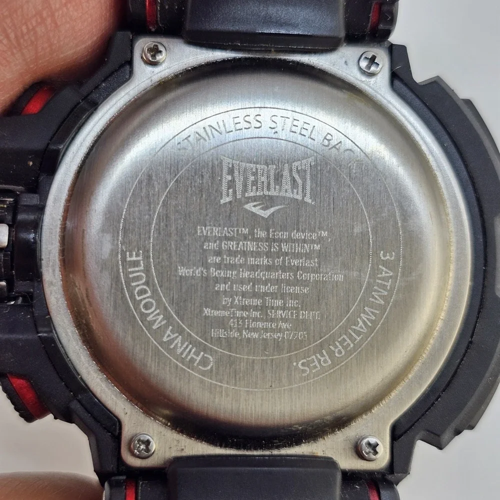 Everlast Sport Digital‎ Men's Watch 52MM Black Case Plastic Bands New Battery